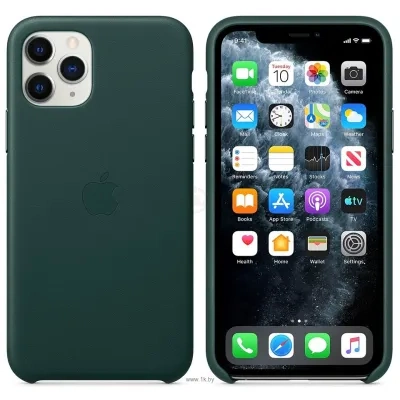 Apple Leather Case dlya iPhone 11 Pro (zelenyiy les)