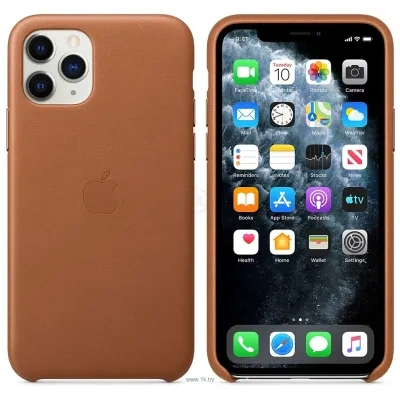 Apple Leather Case dlya iPhone 11 Pro (zolotisto-korichnevyiy)