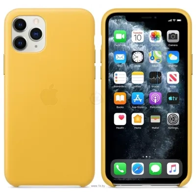 Apple Leather Case dlya iPhone 11 Pro (limonnyiy sirop)