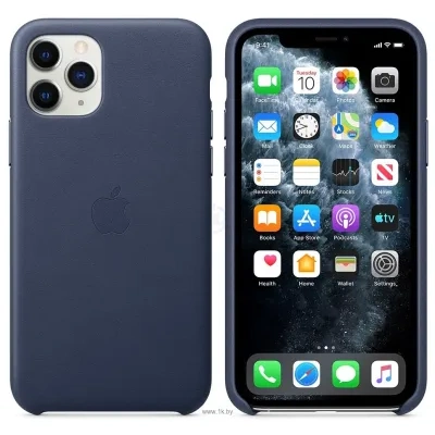 Apple Leather Case dlya iPhone 11 Pro Max (temno-siniy)