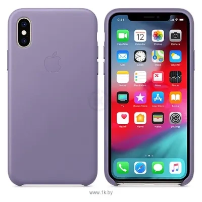 Apple Leather Case dlya iPhone XS (lilovyiy)