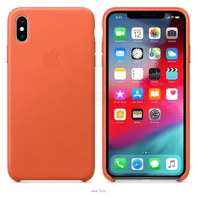 Apple Leather Case dlya iPhone XS (teplyiy zakat)