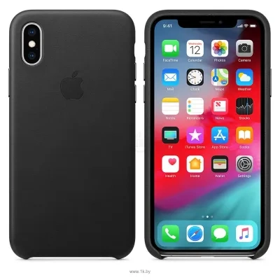 Apple Leather Case dlya iPhone XS Black