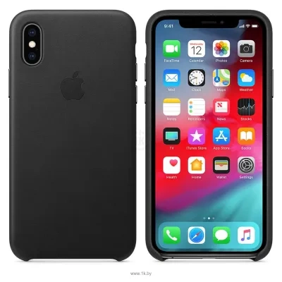 Apple Leather Case dlya iPhone XS Black