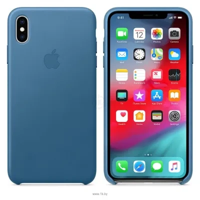 Apple Leather Case dlya iPhone XS Cape Cod Blue