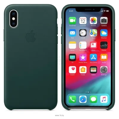 Apple Leather Case dlya iPhone XS Forest Green