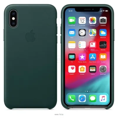 Apple Leather Case dlya iPhone XS Forest Green