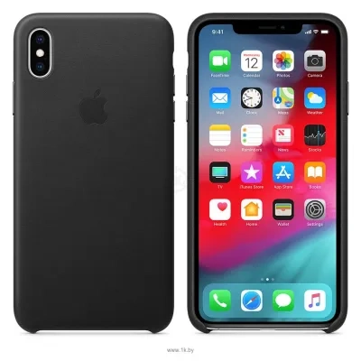 Apple Leather Case dlya iPhone XS Max Black