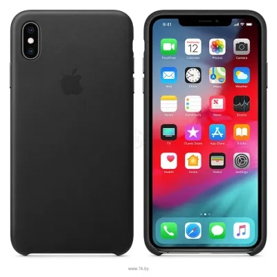 Apple Leather Case dlya iPhone XS Max Black