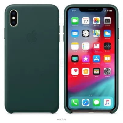 Apple Leather Case dlya iPhone XS Max Forest Green