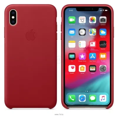 Apple Leather Case dlya iPhone XS Max Red