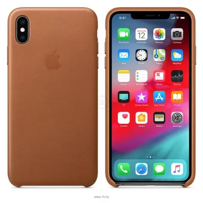 Apple Leather Case dlya iPhone XS Max Saddle Brown