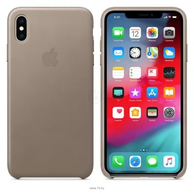 Apple Leather Case dlya iPhone XS Max Taupe