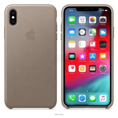 Apple Leather Case dlya iPhone XS Max Taupe