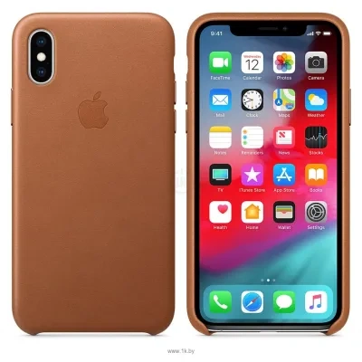 Apple Leather Case dlya iPhone XS Saddle Brown