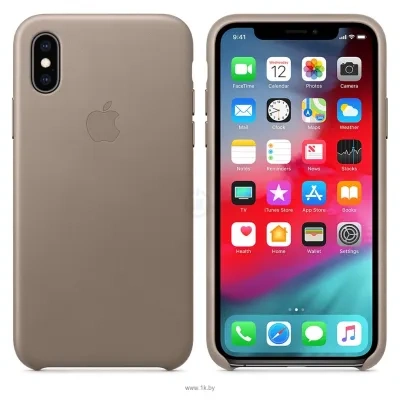 Apple Leather Case dlya iPhone XS Taupe