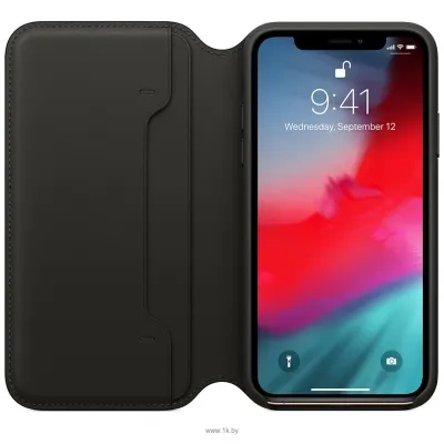 Apple Leather Folio dlya iPhone XS Black