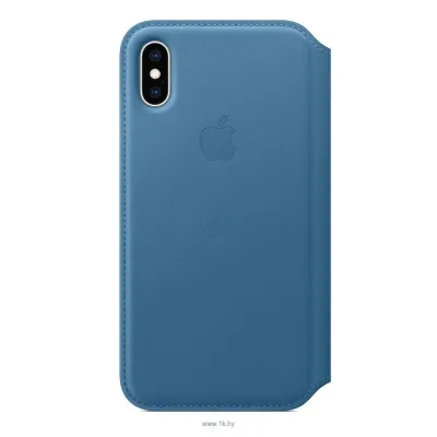 Apple Leather Folio dlya iPhone XS Cape Cod Blue