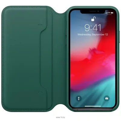 Apple Leather Folio dlya iPhone XS Forest Green