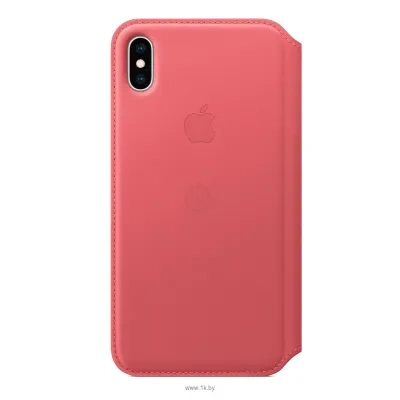 Apple Leather Folio dlya iPhone XS Max Peony Pink