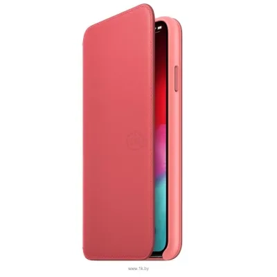 Apple Leather Folio dlya iPhone XS Max Peony Pink