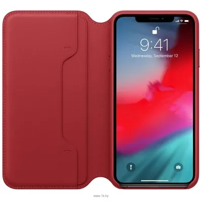 Apple Leather Folio dlya iPhone XS Max Red