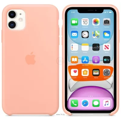 Apple Silicone Case dlya iPhone 11 (rozovyiy greypfrut)