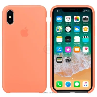 Apple Silicone Case dlya iPhone X Peach