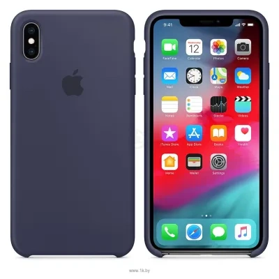 Apple Silicone Case dlya iPhone XS Max Midnight Blue