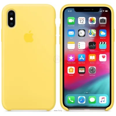 Apple Silicone Case dlya dlya iPhone XS (kanareechnyiy jeltyiy)