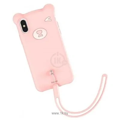 Baseus Bear Silicone dlya iPhone XS Max (rozovyiy)