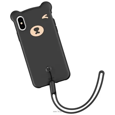 Baseus Bear Silicone dlya iPhone XS Max (chernyiy)