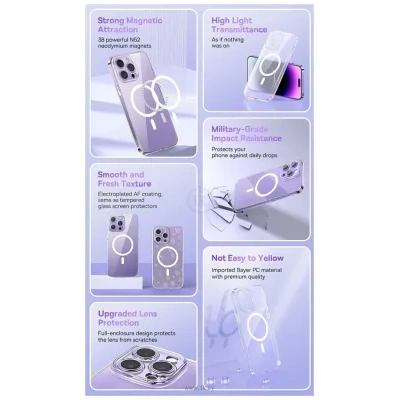 Baseus Crystal Series Magnetic Case dlya iPhone 13 Pro (prozrachnyiy)