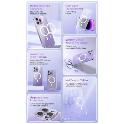 Baseus Crystal Series Magnetic dlya iPhone 14 Pro (prozrachnyiy)