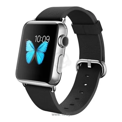 Apple Watch 38mm Stainless Steel with Black Classic Buckle (MJ312)